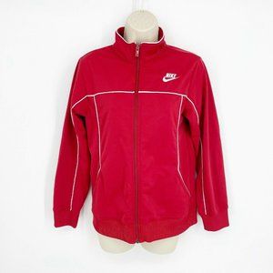 Vintage y2K Nike Sportswear Red Full Zip Track Jacket Kids 12/14 Women Small